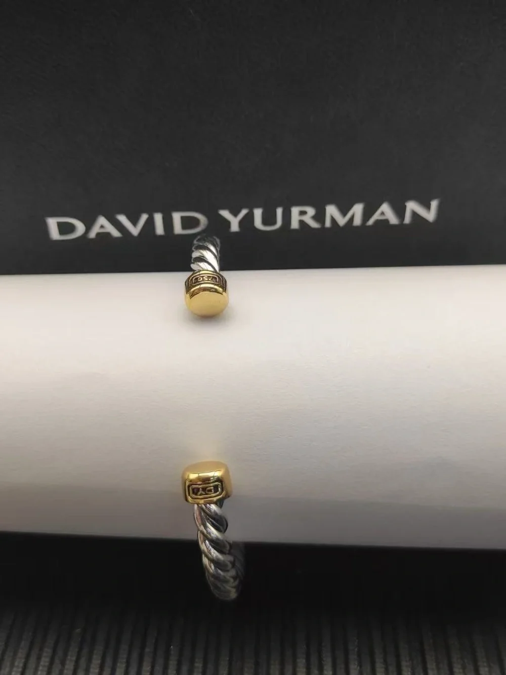 David Yurman Silver and Gold Cable Baby Bangle